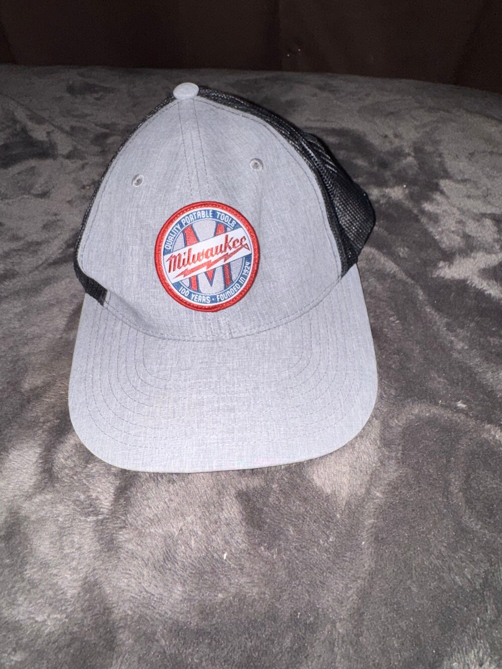 Milwaukee Trucker Hat One Size Gray Black Polyester Cotton Adjustable Snapback